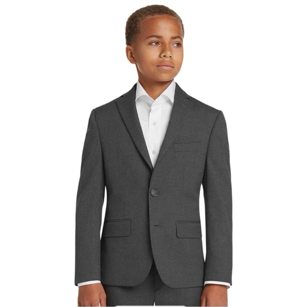 JOSEPH ABBOUD Boys 2 Button Blazer Charcoal Grey Wrinkle Resistant Size 14